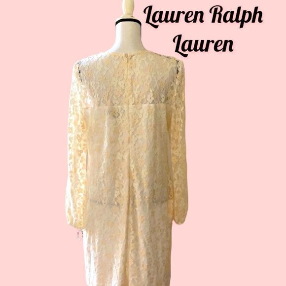 RALPH LAUREN NWT FLORAL LACE DRESS WHITE/ROSE SIZE 14 - Picture 6 of 8